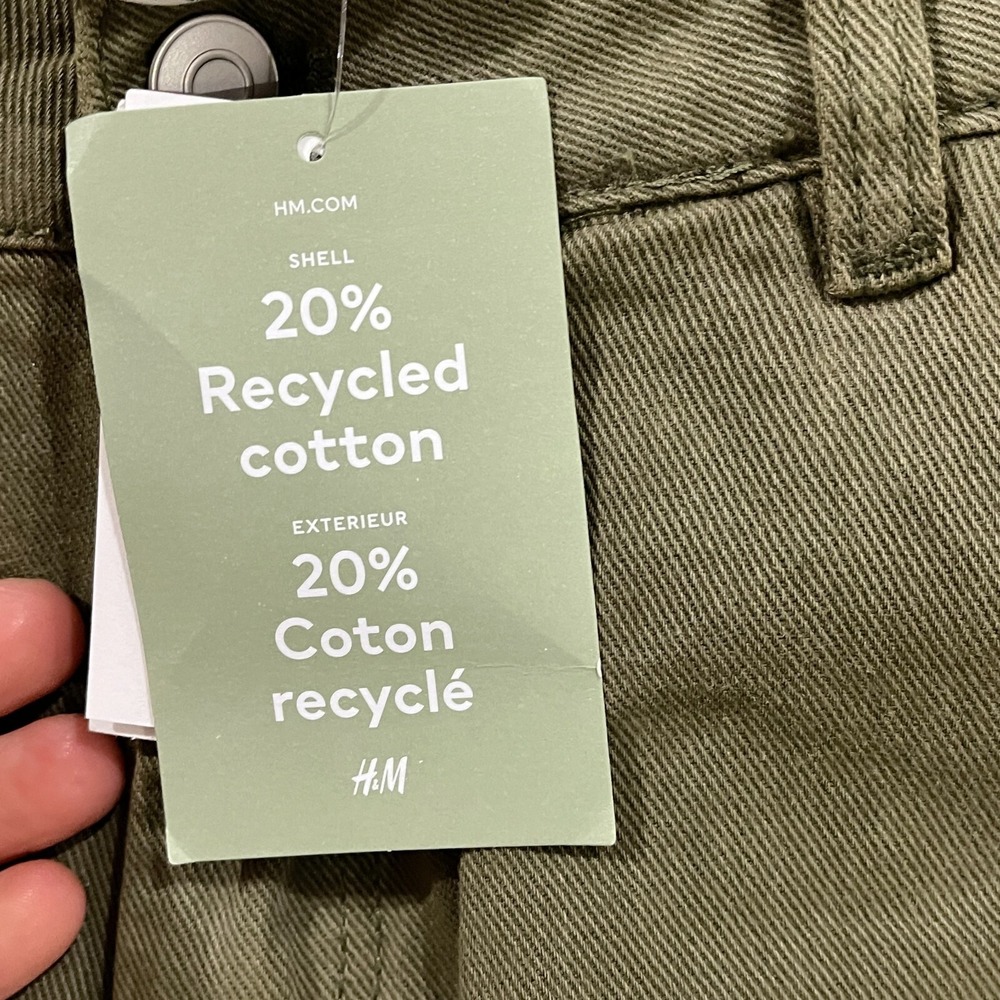 H&M Khaki Cargo‎ Pants Women's 29x29 Green NWT Utility Military Y2K Skater - Picture 3 of 11